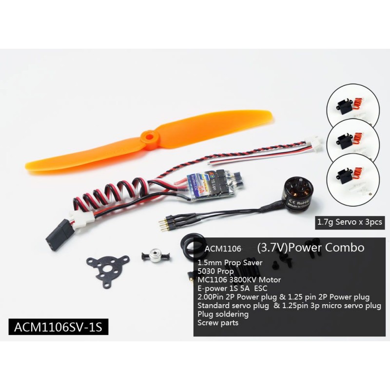 Kit motorisation indoor moteur bls 1106 + ESC 1S + hélice + 3 servos DW Hobby DW Hobby - Dancing Wings Hobby ACM1106SV-1S - 1