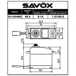 Servo SC-0254MG 7.2kg 0.14s Savox Savox SC-0254MG - 2
