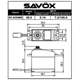 Servo SC-0254MG+ 7.2kg 0.14s Savox Savox SC-0254MG+ - 2