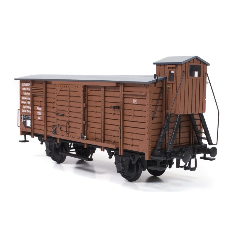 Covered merchandise wagon with 1/32 OcCre metal wood construction kit OcCre 56002 - 1