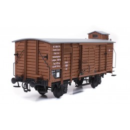 Covered merchandise wagon with 1/32 OcCre metal wood construction kit OcCre 56002 - 2