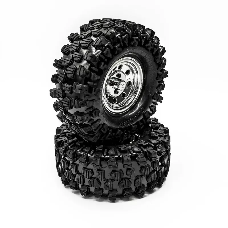 Pneus Crawler 1.9 Climber + jantes Bedlock Chrome 1/10 - Hobbytech Hobbytech HT-SU1802002 - 1