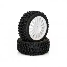 Pneus Maxi Cross sur jantes Blanches TT 1/8 Hobbytech Hobbytech HTR-T458 - 2