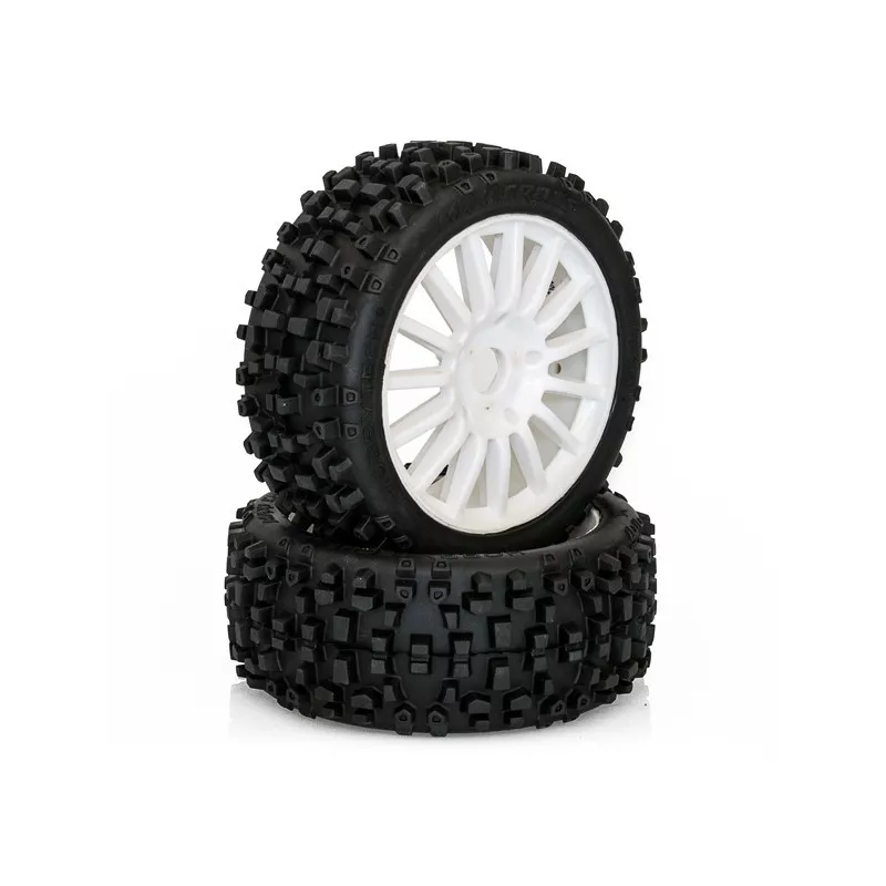 Pneus Maxi Cross sur jantes Blanches TT 1/8 Hobbytech Hobbytech HTR-T458 - 2