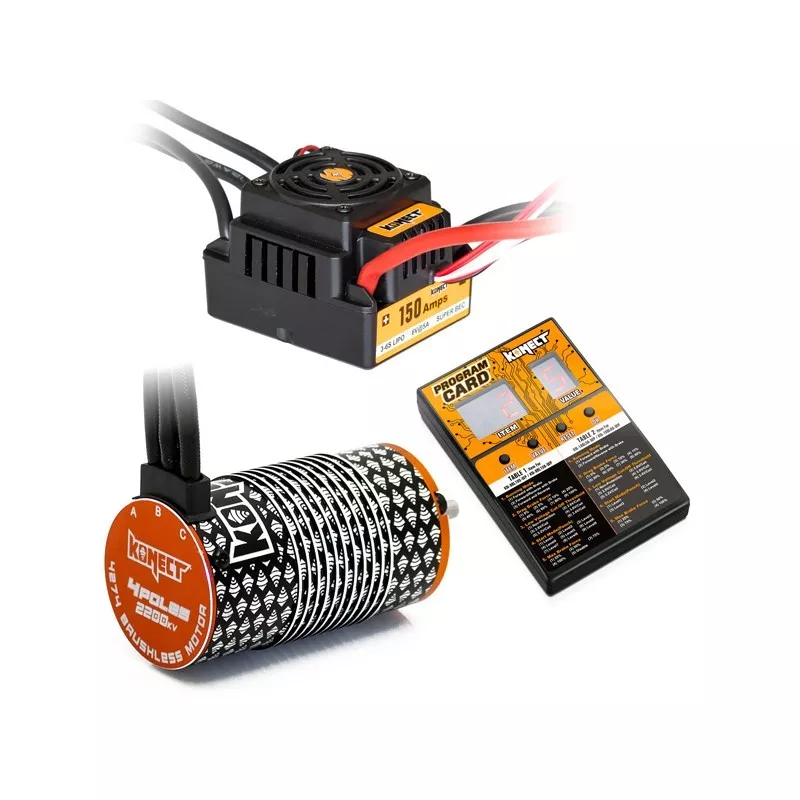 Combo brushless 1/8 ESC WP 150A - 2200kv 4P 4274 engine - Konect prog card Hobbytech KN-COMBO-M9 - 1