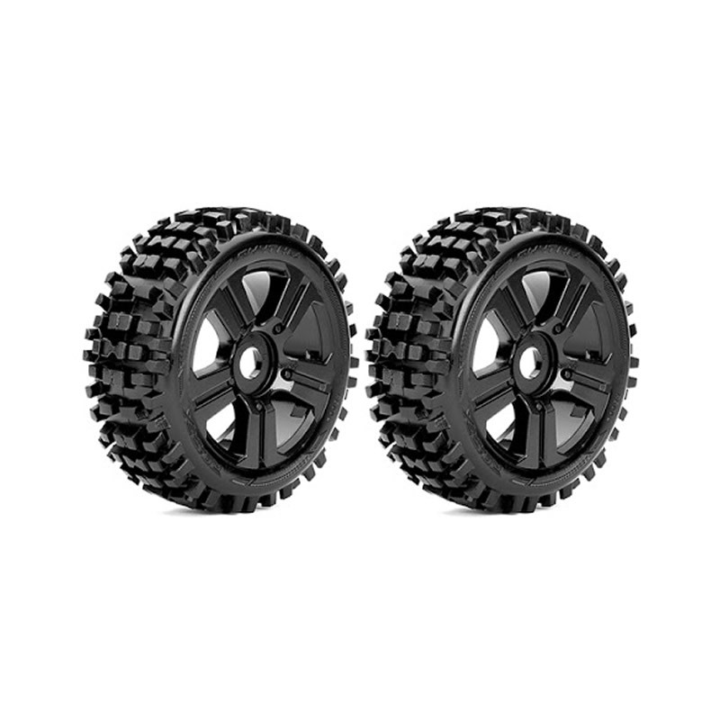 RHYTHM-mounted tires glued to black Buggy 1/8 Roapex rims  R5002-B - 1