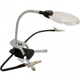 Third hand with bright magnifying glass, Excel flexible tongs  55669 - 1