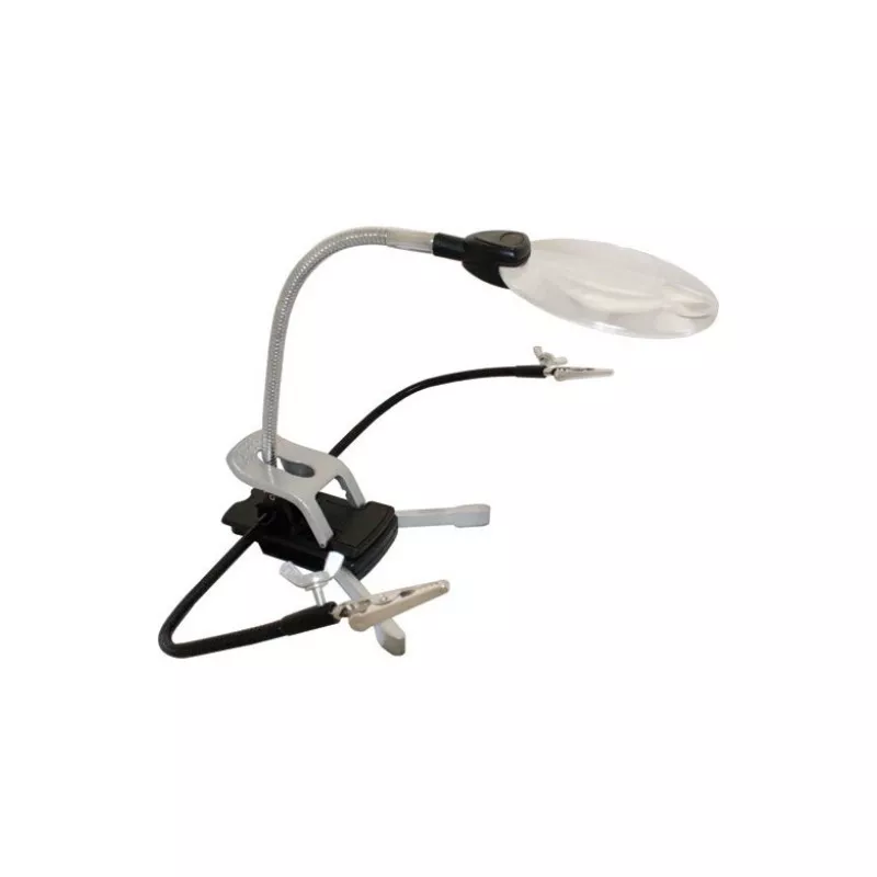 Third hand with bright magnifying glass, Excel flexible tongs  55669 - 1