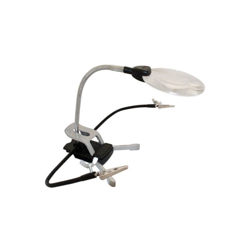 Troisième main avec loupe lumineuse, pinces flexible Excel  55669 - 1