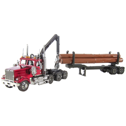 Iconx Western Star 4900 Logging Truck with Metal Earth Trailer Metal Earth ICX136 - 1