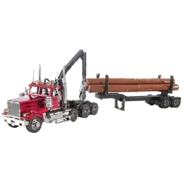 Iconx Western Star 4900 Logging Truck with Metal Earth Trailer Metal Earth ICX136 - 1