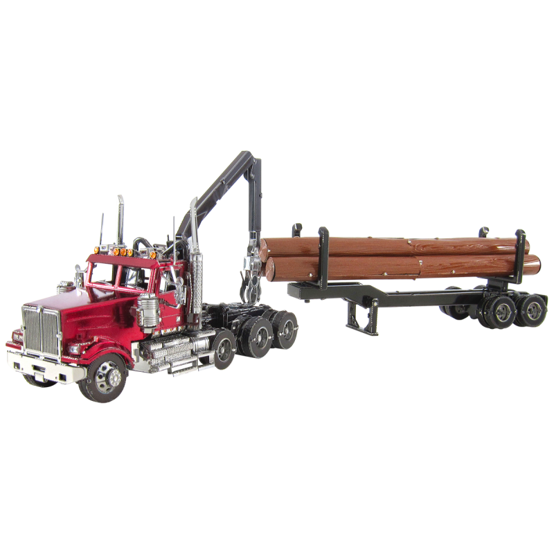 Iconx Western Star 4900 Logging Truck with Metal Earth Trailer Metal Earth ICX136 - 1