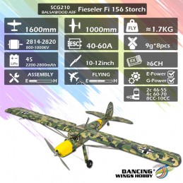 Fieseler Fi 156 Storch Camouflage 1.60m S21 Kit ARF balsa DW Hobby DW Hobby - Dancing Wings Hobby SCG2101 - 15