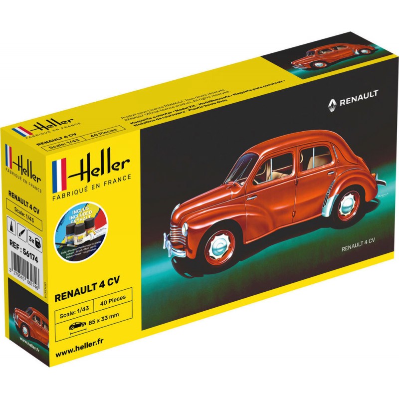 Renault 4 CV 1/43 Heller + colle et peintures Heller 56174 - 1