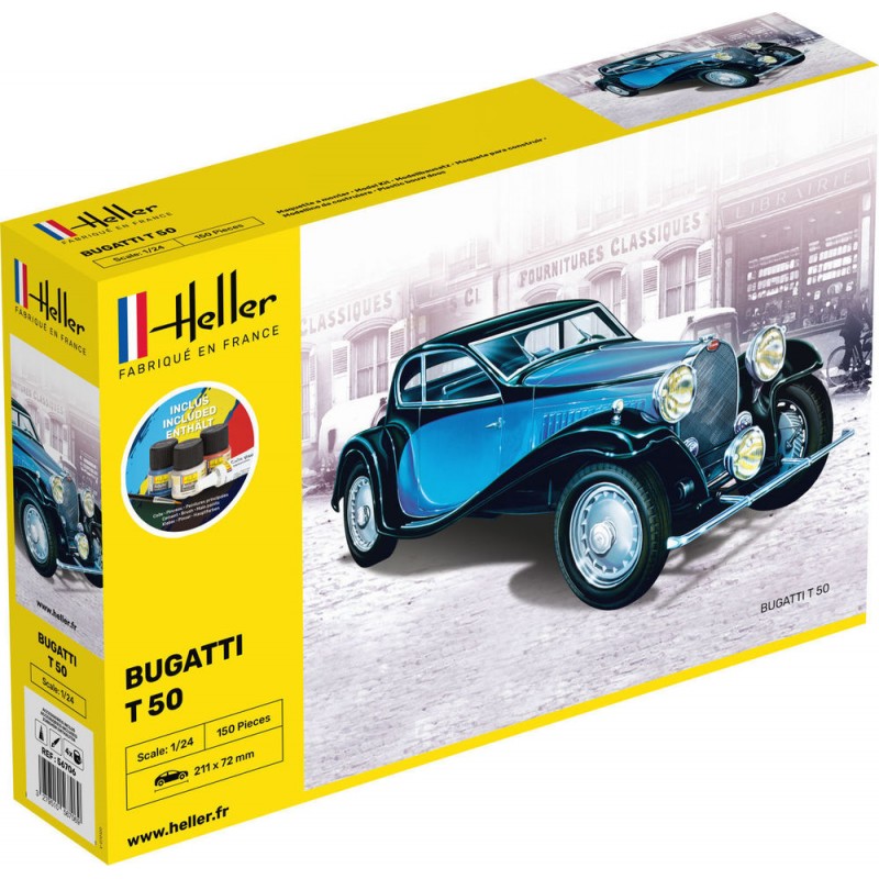 Bugatti T 50 1/24 Heller + colle et peintures Heller 56706 - 1