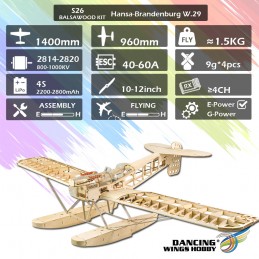 Hydravion Hansa-Brandenburg W.29 1.40m S26 Kit balsa DW Hobby DW Hobby - Dancing Wings Hobby S2601 - 8