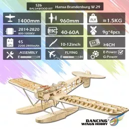 Hydravion Hansa-Brandenburg W.29 1.40m S26 Kit balsa DW Hobby DW Hobby - Dancing Wings Hobby S2601 - 8