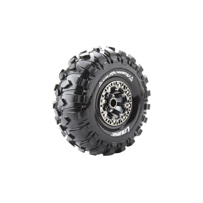 CR-Rowdy Tires + 2.2" Black Chrome 1/8 (x2) Louise RC Rims Louise RC L-T3238VBC - 1