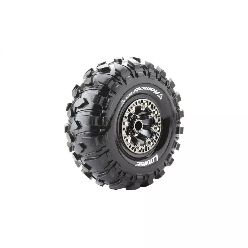 CR-Rowdy Tires + 2.2" Black Chrome 1/8 (x2) Louise RC Rims Louise RC L-T3238VBC - 1