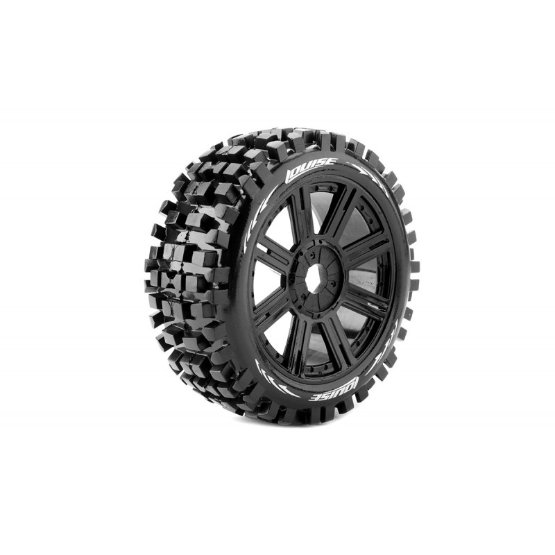 Pneus B-Ulldoze + Jantes batons Noir 1/8 (x2) Louise RC Louise RC LR-T324SB - 1