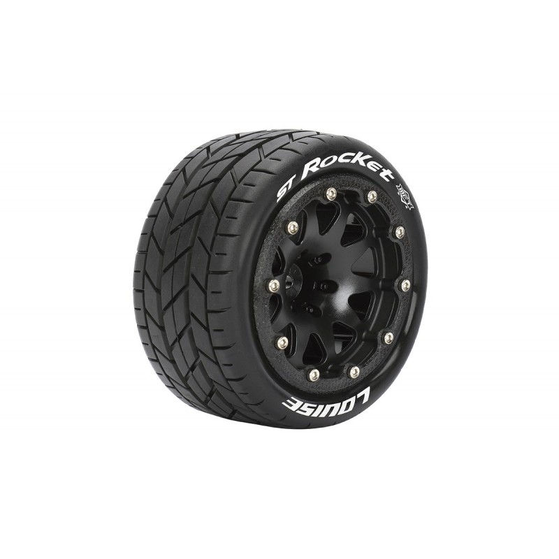 ST-Rocket Tires - Black Rims 1/10 (x2) Louise RC Louise RC LR-T3311SBCH - 1