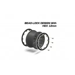 ST-Rocket Tires - Black Rims 1/10 (x2) Louise RC Louise RC LR-T3311SBCH - 3
