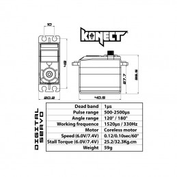 Servo 3210HVRX 32kg-0.10s Konect metal gables Konect KN-3210HVRX - 2