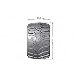 Pneus MT-Cyclone + Jantes 3.8" Noir 1/8 (x2) Louise RC Louise RC L-T3220BH - 2