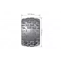 Pneus MT-Pioneer + Jantes 3.8" Noir 1/8 (x2) Louise RC Louise RC L-T3218BH - 2