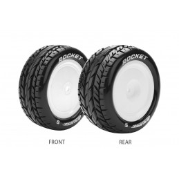 ST-Rocket Tires + White Rear Rims 1/10 (x2) Louise RC Louise RC L-T3188SWKR - 1