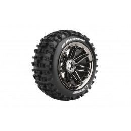 ST-Pioneer Tires - Chrome Black Rims 1/8 (x2) Louise RC Louise RC LR-T3287BC - 1