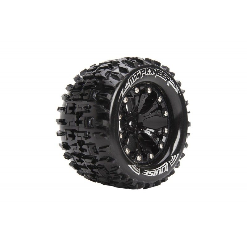 Pneus MT-Pioneer + Jantes Noir 2.8" 1/10 (x2) Louise RC Louise RC L-T3202SB - 1