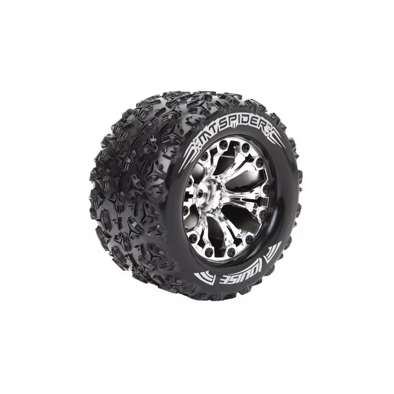 Pneus MT-Spider + Jantes Chrome 2.8" 1/10 (x2) Louise RC Louise RC LR-T3203SCH - 1