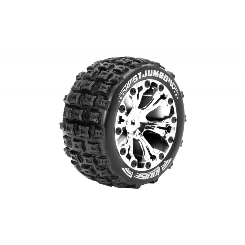 ST-Jumbo Tires - Chrome Rims 2.8" 1/10 (x2) Louise RC Louise RC LR-T3210SCH - 1