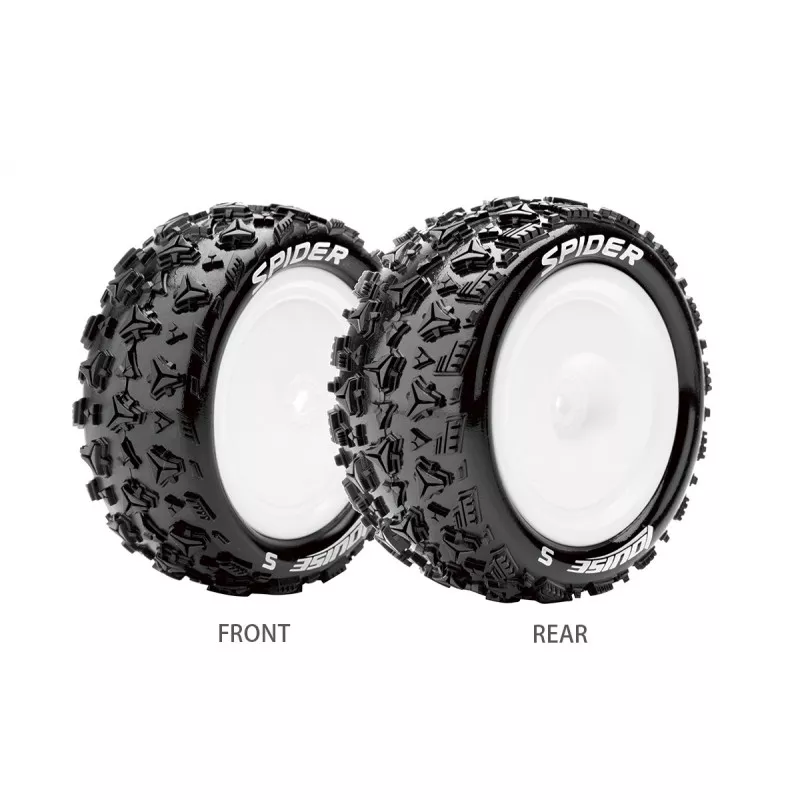 E-Spider Tyres + White Front Rims 1/10 (x2) Louise RC Louise RC L-T3198SWKF - 1