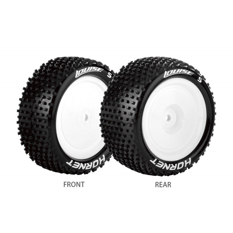 Pneus E-Hornet + Jantes Blanches avants 1/10 (x2) Louise RC Louise RC LR-T3170SWKF - 1