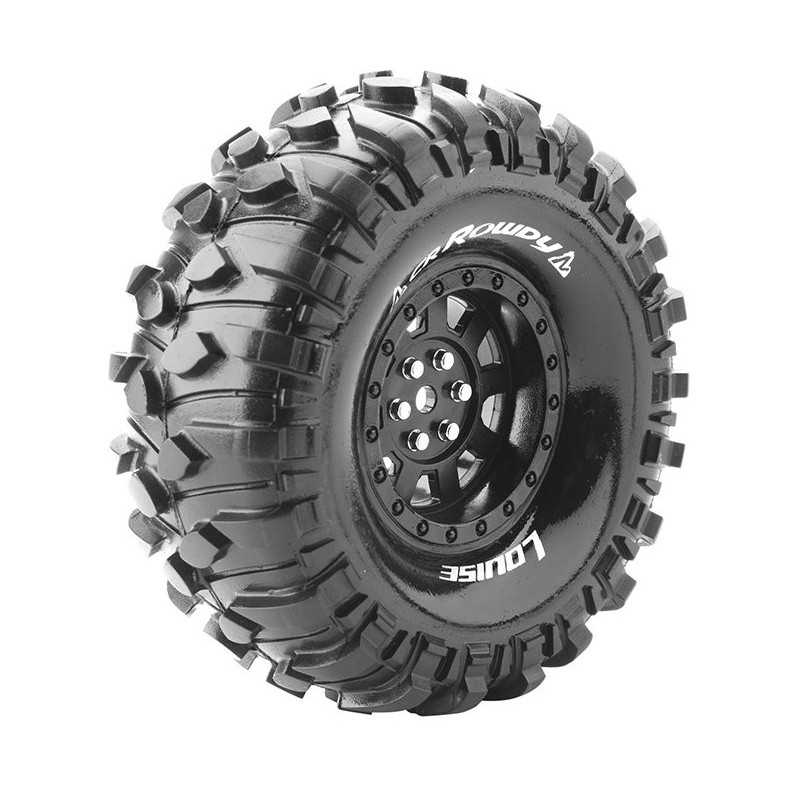 CR-Rowdy Tires - Rims 1.9" Black 1/10 (x2) Louise RC Louise RC LR-T3233VBC - 1