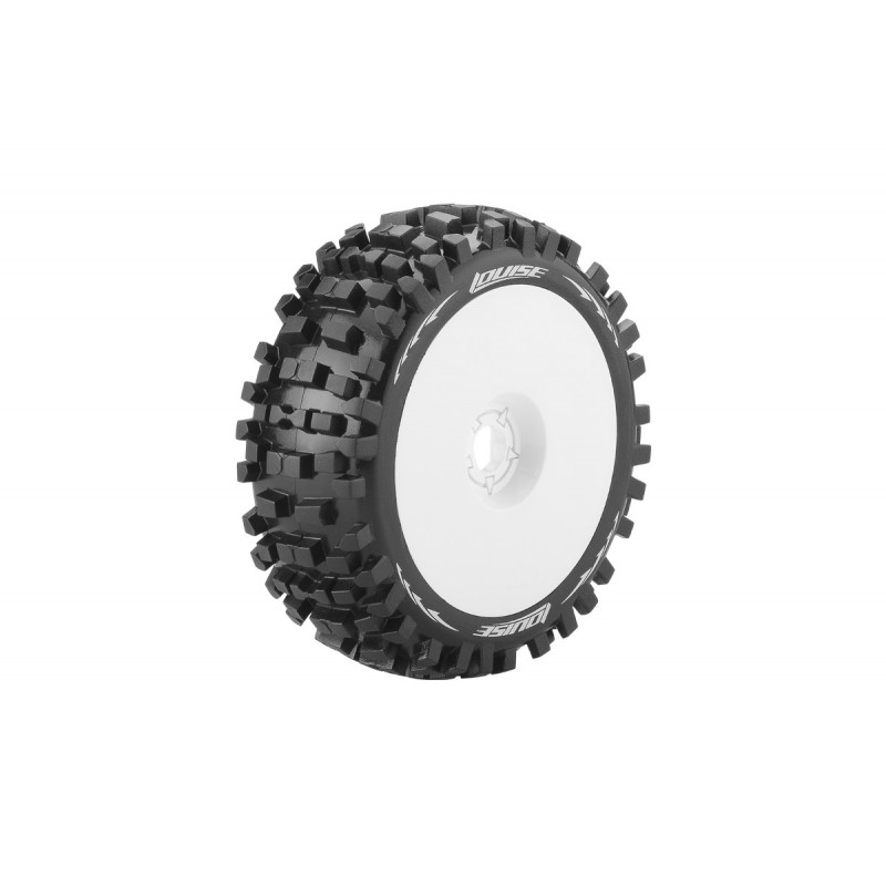 B-Ulldoze tires - White full rims 1/8 (x2) Louise RC Louise RC LR-T324SW - 1