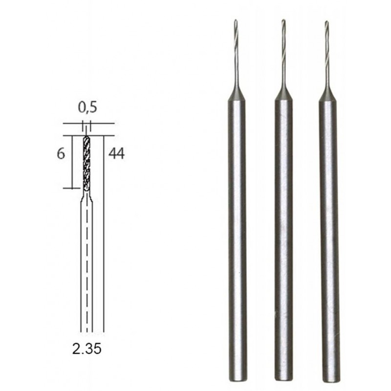 Steel HSS drills, Ø 0.5 mm, 3 pieces Proxxon Proxxon PRX-28864 - 1