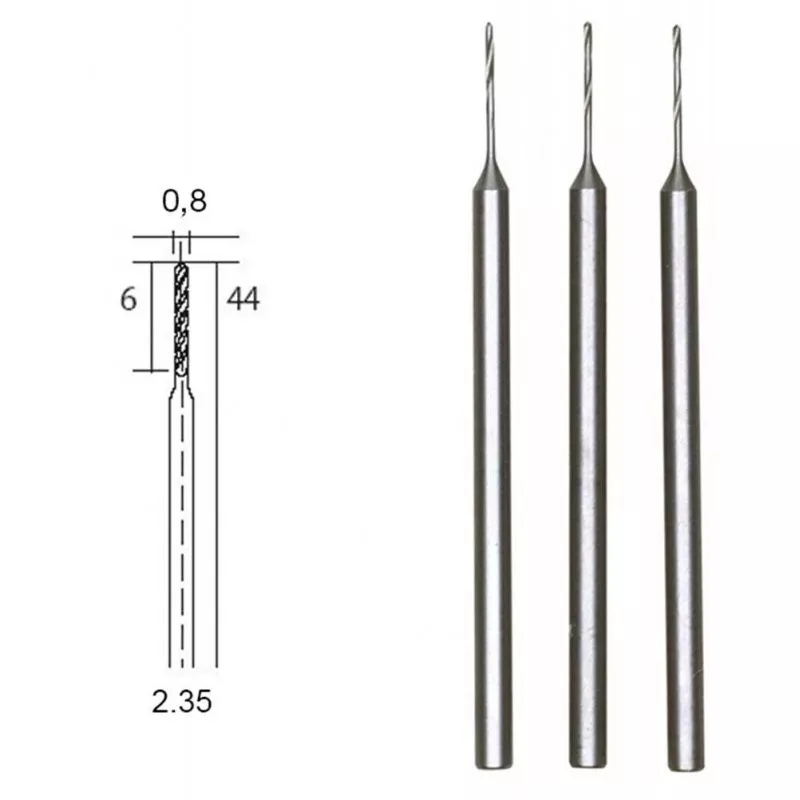 HSS steel drill bits, Ø 0.8 mm, 3 pieces Proxxon Proxxon PRX-28852 - 1
