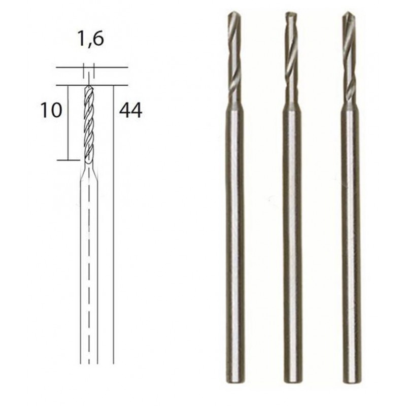 HSS steel drill bits, Ø 1.6 mm, 3 pieces Proxxon Proxxon PRX-28858 - 1