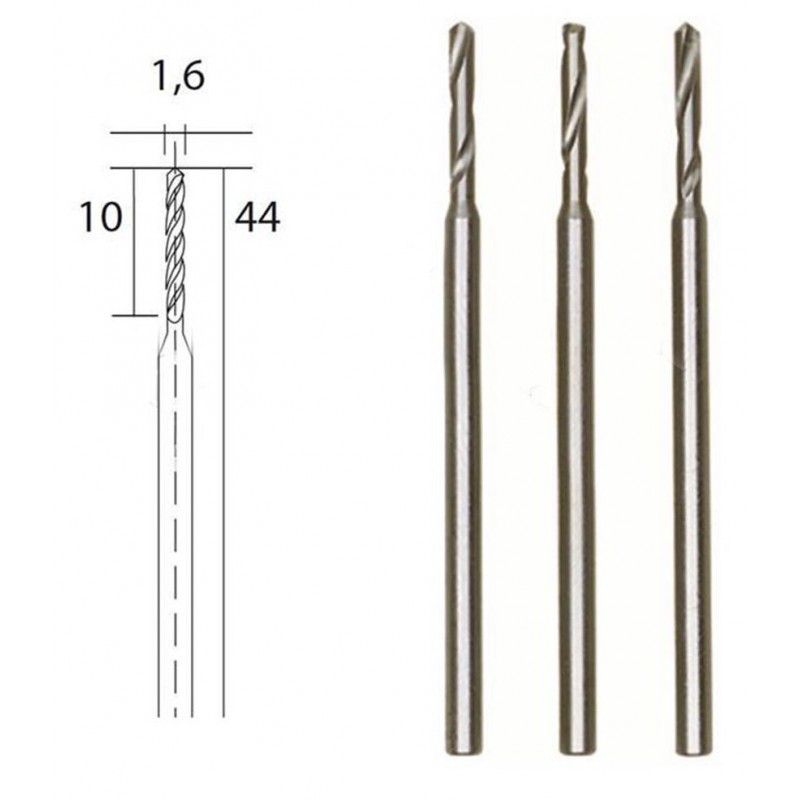 Steel HSS drills, Ø 1.6 mm, 3 pieces Proxxon Proxxon PRX-28858 - 1