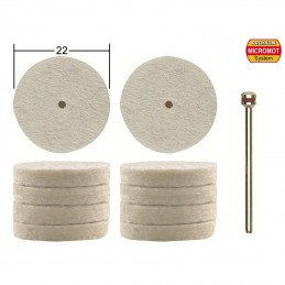 Felt polish disc, Ø 22 mm, 10 pieces +1 proxxon rod Proxxon PRX-28798 - 1