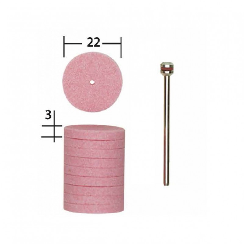 Corundum grinding wheels, disc shape, Ø 22mm (x10) + 1 proxxon rod Proxxon PRX-28302 - 1