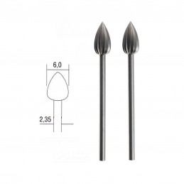 Cutter tip steel wolfram-vanadium, flame Ø 6mm (x2) Proxxon Proxxon PRX-28724 - 1