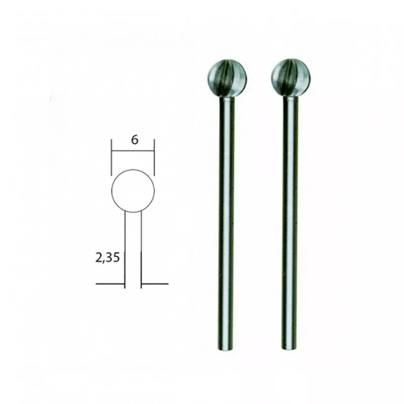 Cutter tip steel wolfram-vanadium, ball Ø 6mm (x2) Proxxon Proxxon PRX-28725 - 1