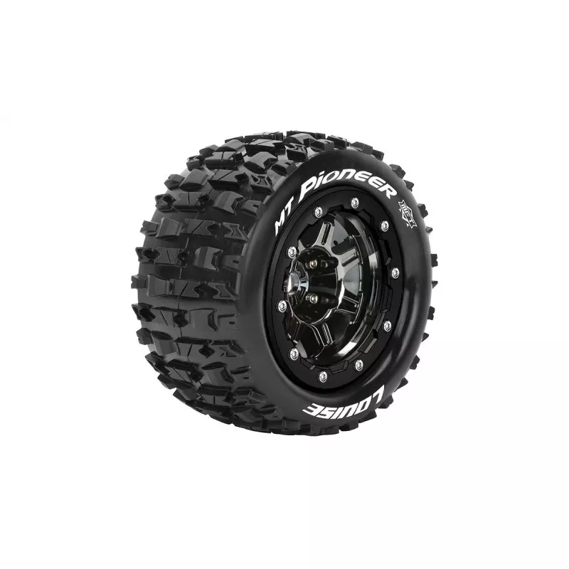 Pneus MT-Pioneer + Jantes Chrome Noir Traxxas Maxx (x2) Louise RC Louise RC L-T3329SBC - 1