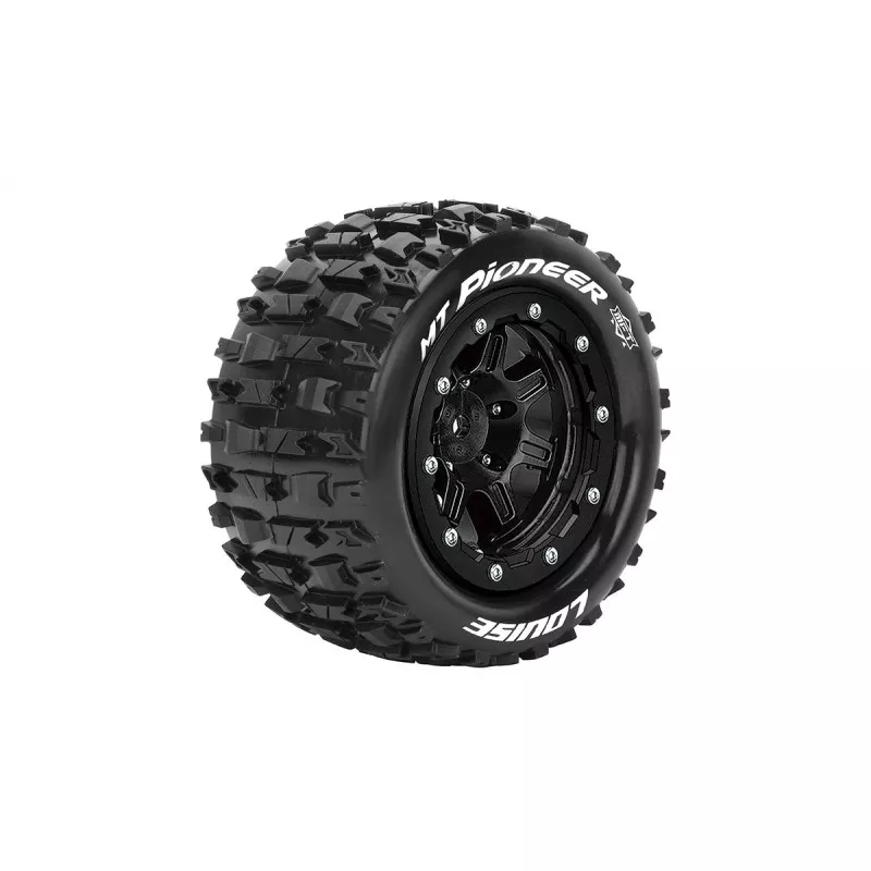 MT-Pioneer Tires + Traxxas Maxx Black Rims (x2) Louise RC Louise RC L-T3329SB - 1