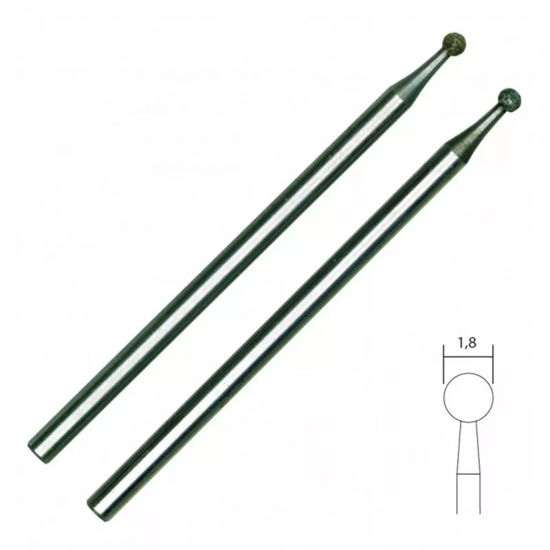 Round diamond grinding tip Ø 1.8 mm (x2) Proxxon Proxxon PRX-28222 - 1