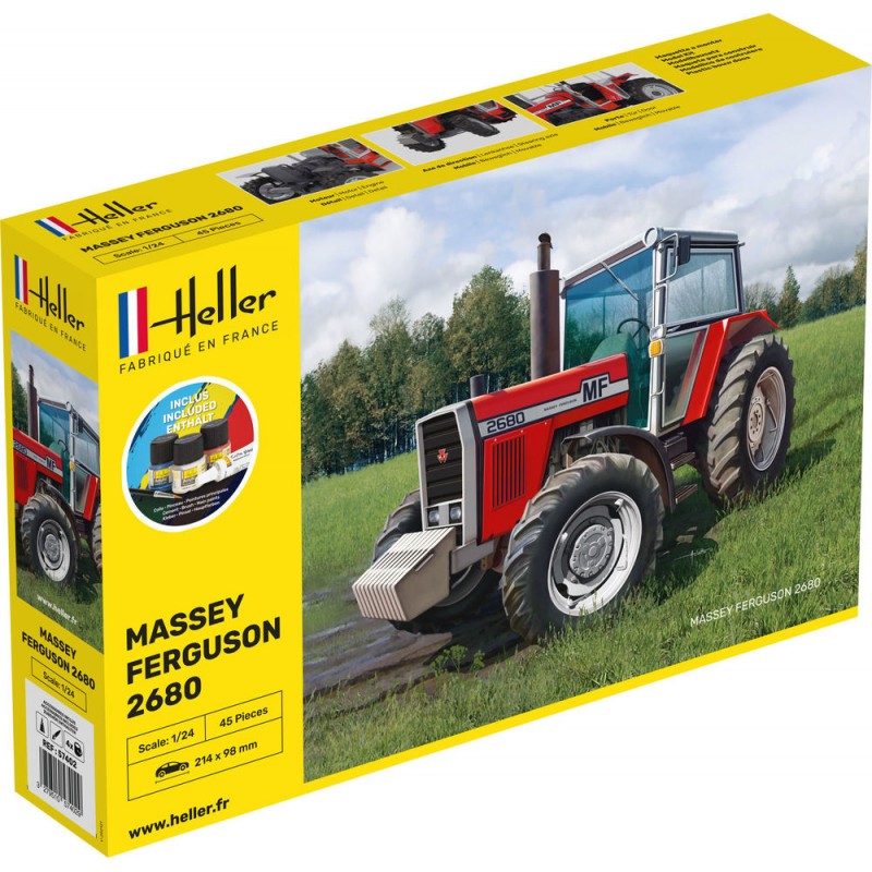 Tracteur Massey-Ferguson 2680 1/24 Heller + colle et peintures Heller HEL-57402 - 1